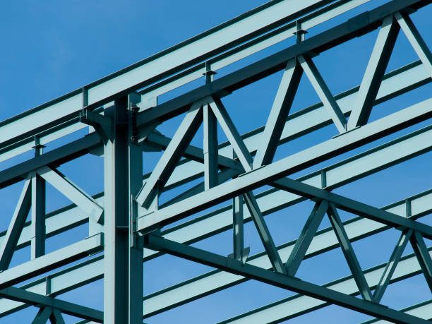 Steel construction frame of a convention center building.